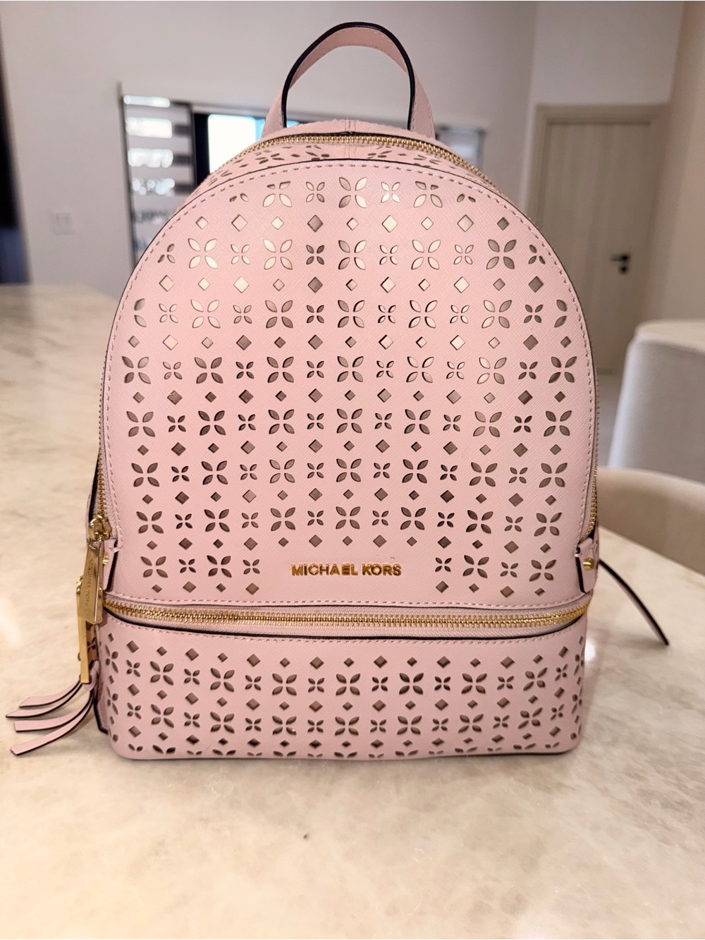 Michael Kors Blush Pink Perforated Leather Mini Backpack